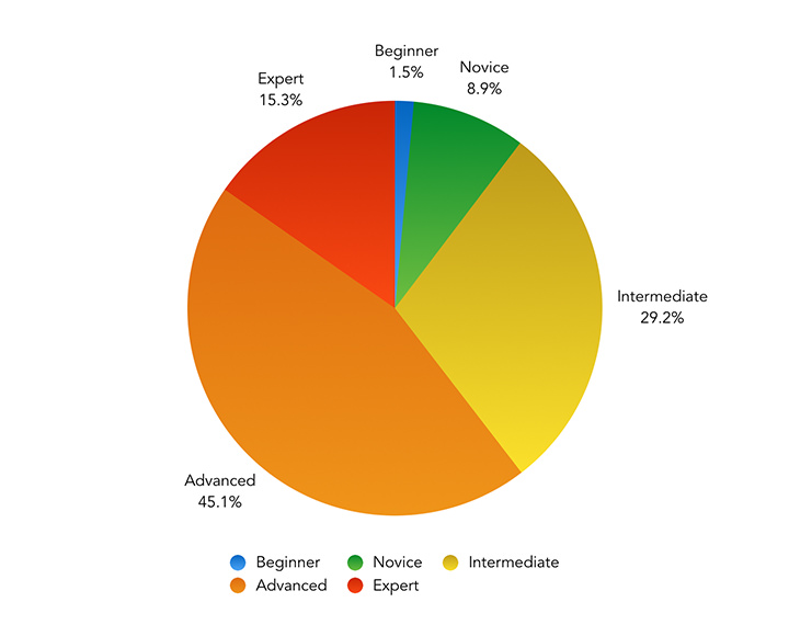 How do you rate your own knowledge of CSS and its associated tools and methodologies? – Pie Chart showing the results