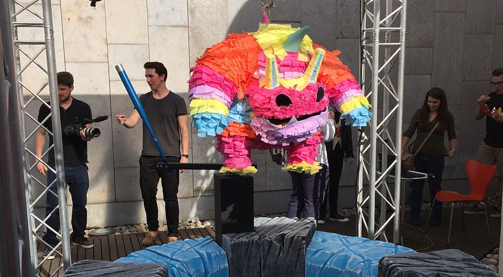 Picture of the team at the Skylanders launch event